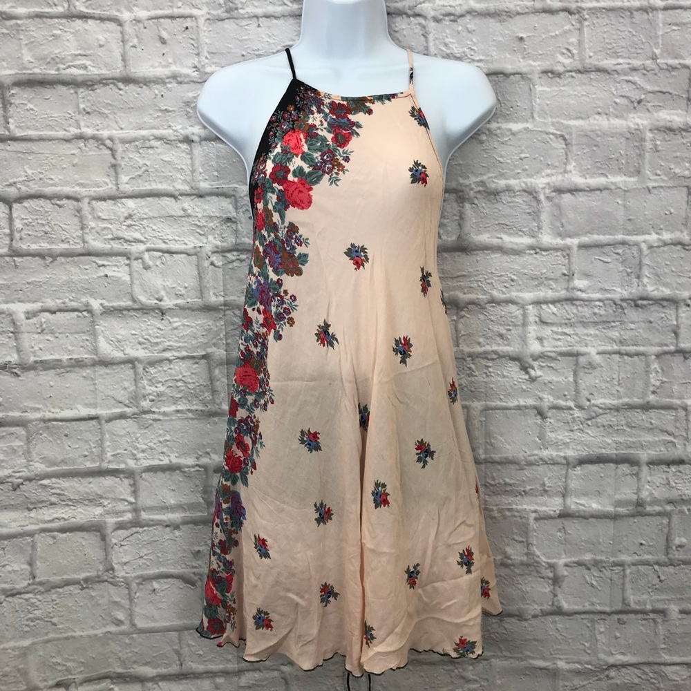 🌸NWOT Free People Pink Floral Tie Tunic Dress